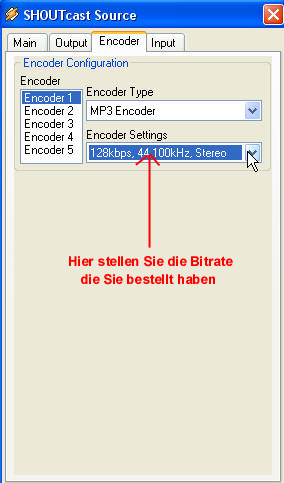 Bitrate einstellen